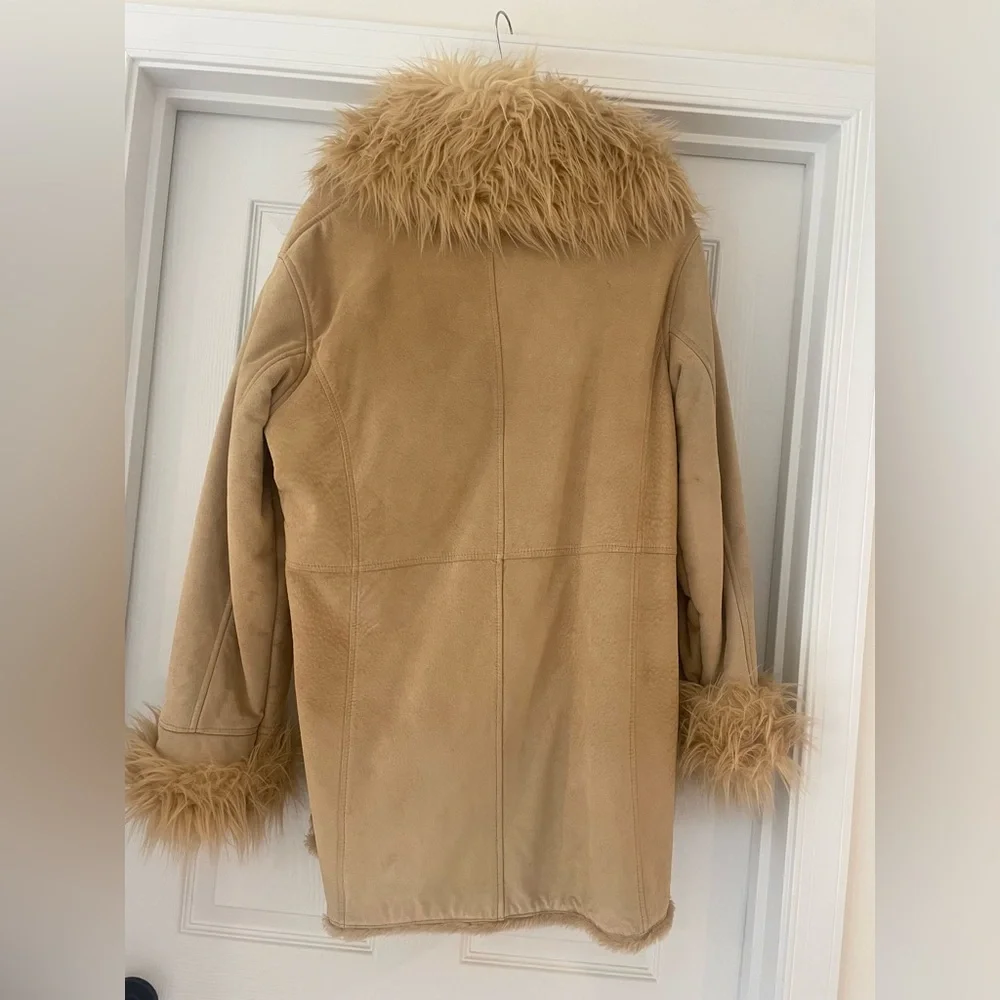 Bohemian Caramel Blonde Women’s Wilsons Leather Suede Faux Fur Coat - Picture 6 of 8
